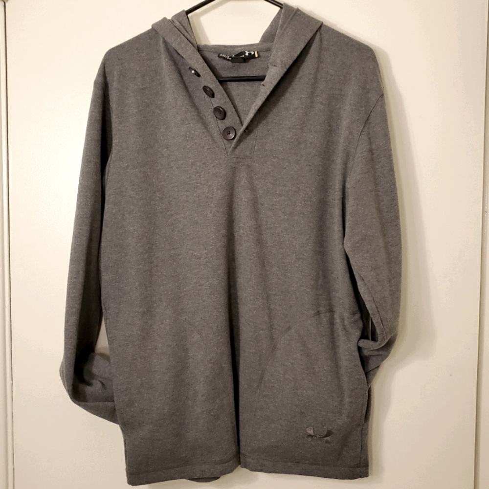 Men's S Gray Under Armour Button Hooded Sweater